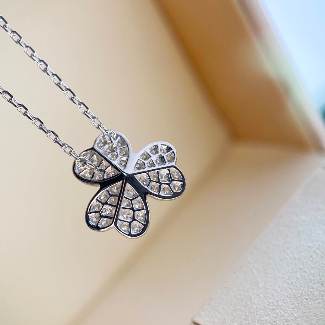 [Glitter Jewelry]CLOVER DIAMOND NECKLACE SILVER