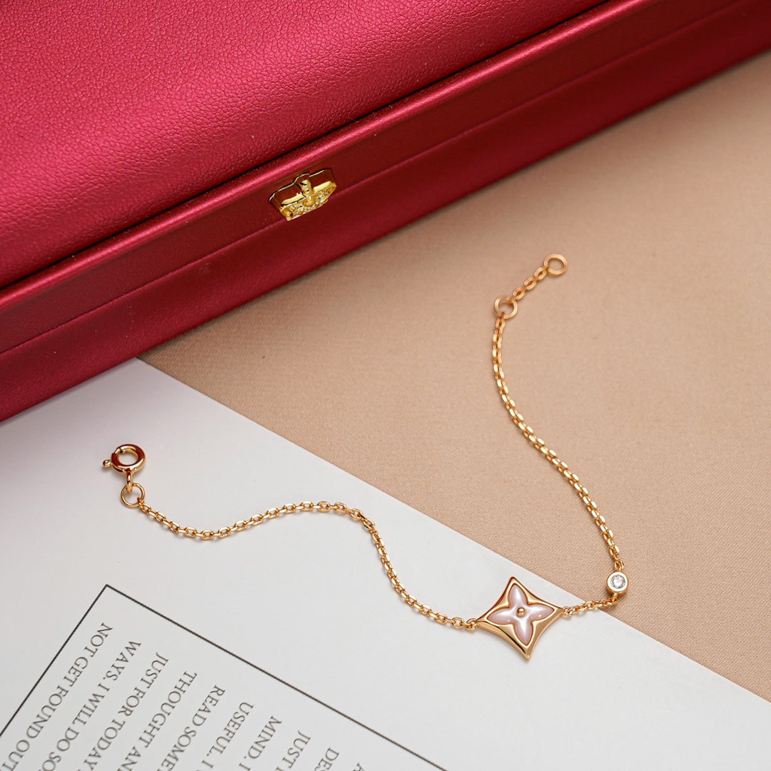 [Glitter Jewelry]STAR 1 DIAMOND PINK GOLD BRACELET