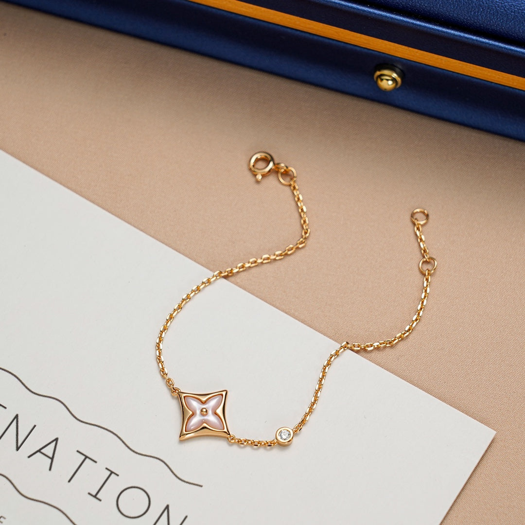 [Glitter Jewelry]STAR 1 DIAMOND PINK GOLD BRACELET