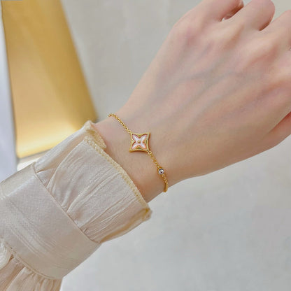 [Glitter Jewelry]STAR 1 DIAMOND PINK GOLD BRACELET