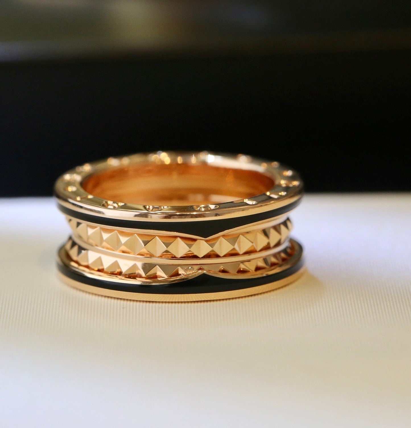 [Glitter Jewelry]ZERO 1 PINK GOLD BLACK CERAMIC RING