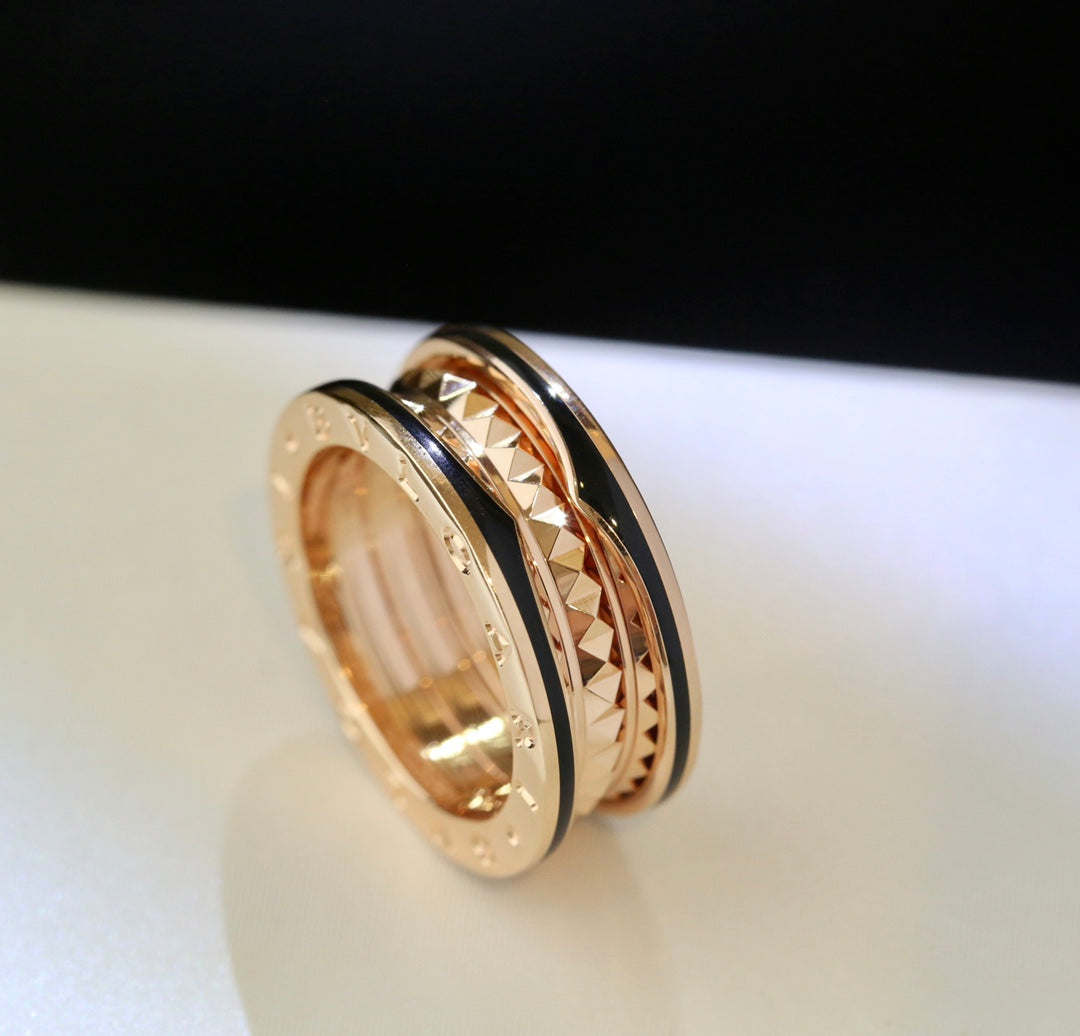 [Glitter Jewelry]ZERO 1 PINK GOLD BLACK CERAMIC RING
