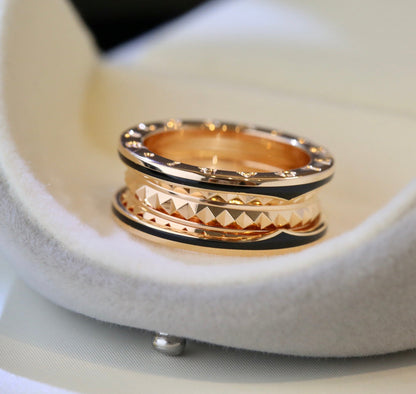 [Glitter Jewelry]ZERO 1 PINK GOLD BLACK CERAMIC RING