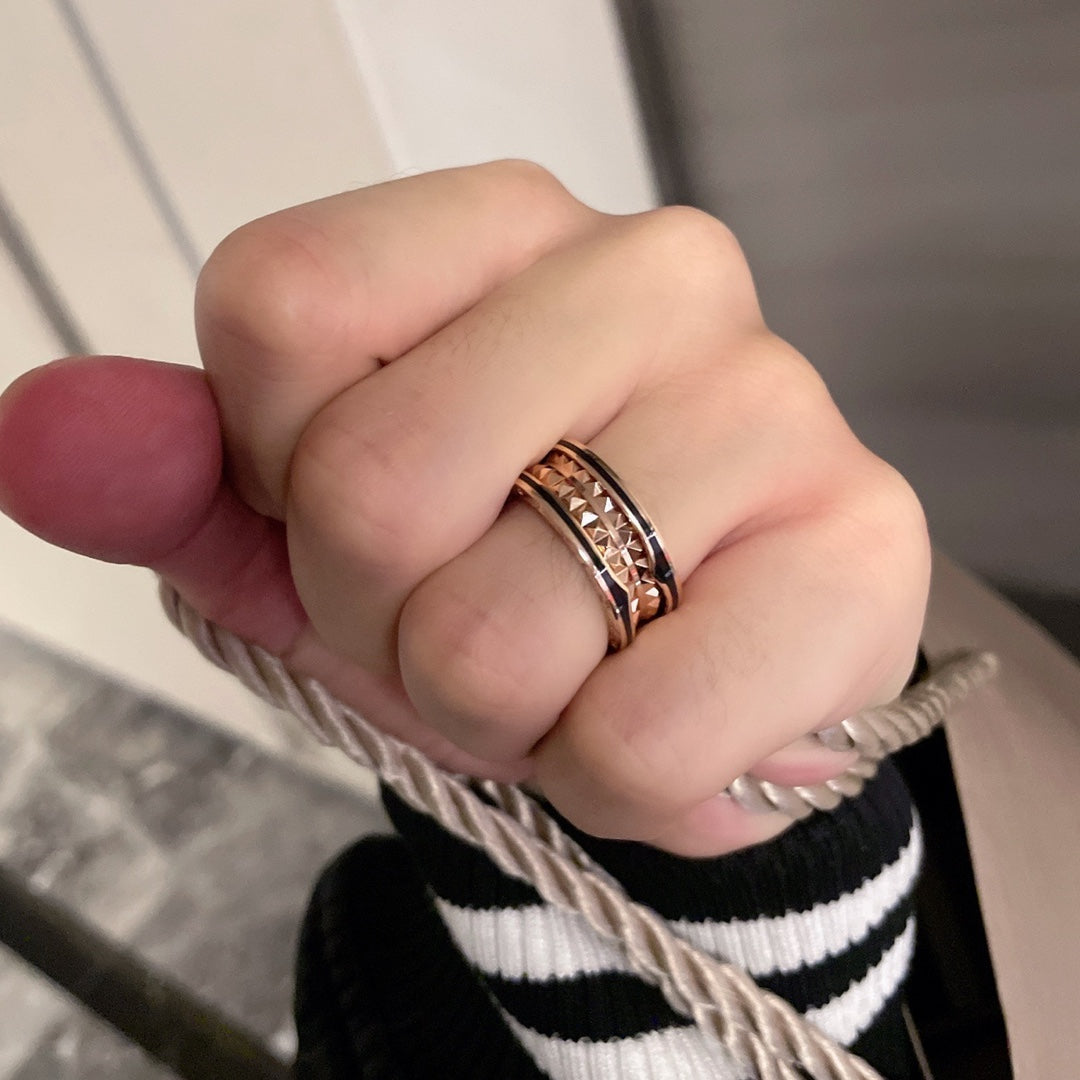 [Glitter Jewelry]ZERO 1 PINK GOLD BLACK CERAMIC RING