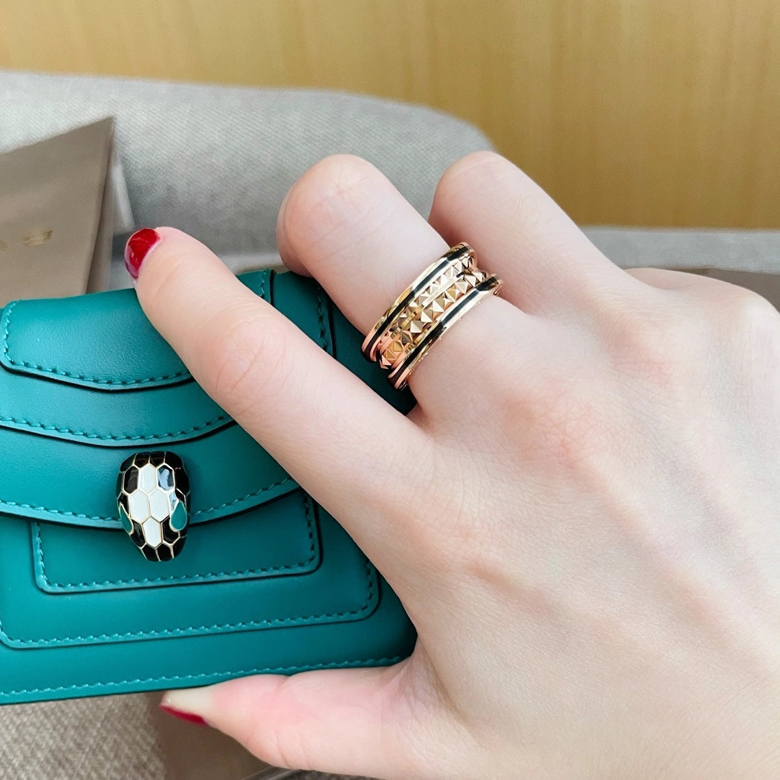 [Glitter Jewelry]ZERO 1 PINK GOLD BLACK CERAMIC RING