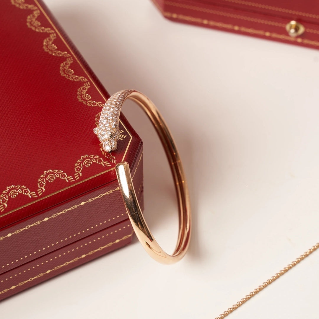 [Glitter Jewelry]PANTHERE ROSE GOLD DIAMOND OPEN BRACELET