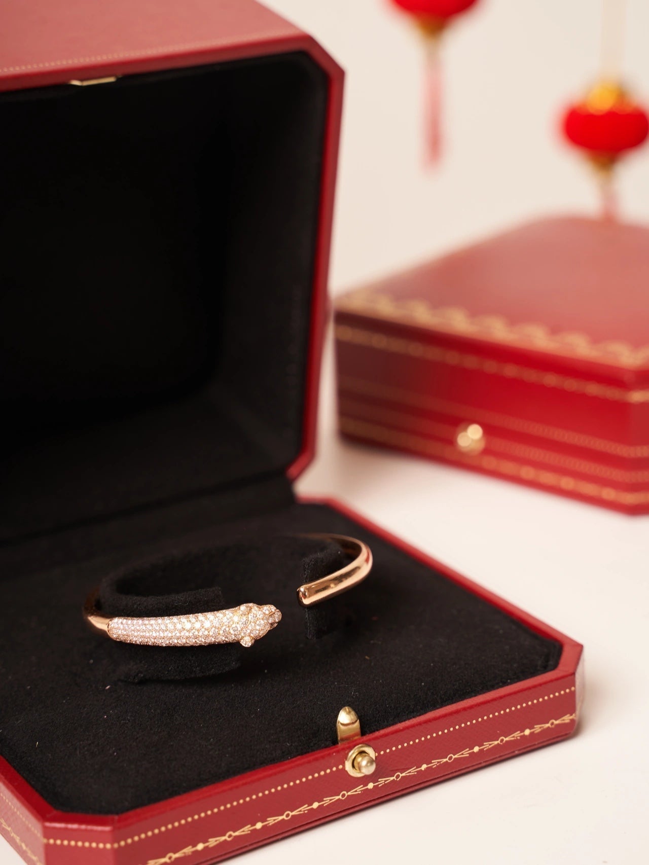 [Glitter Jewelry]PANTHERE ROSE GOLD DIAMOND OPEN BRACELET