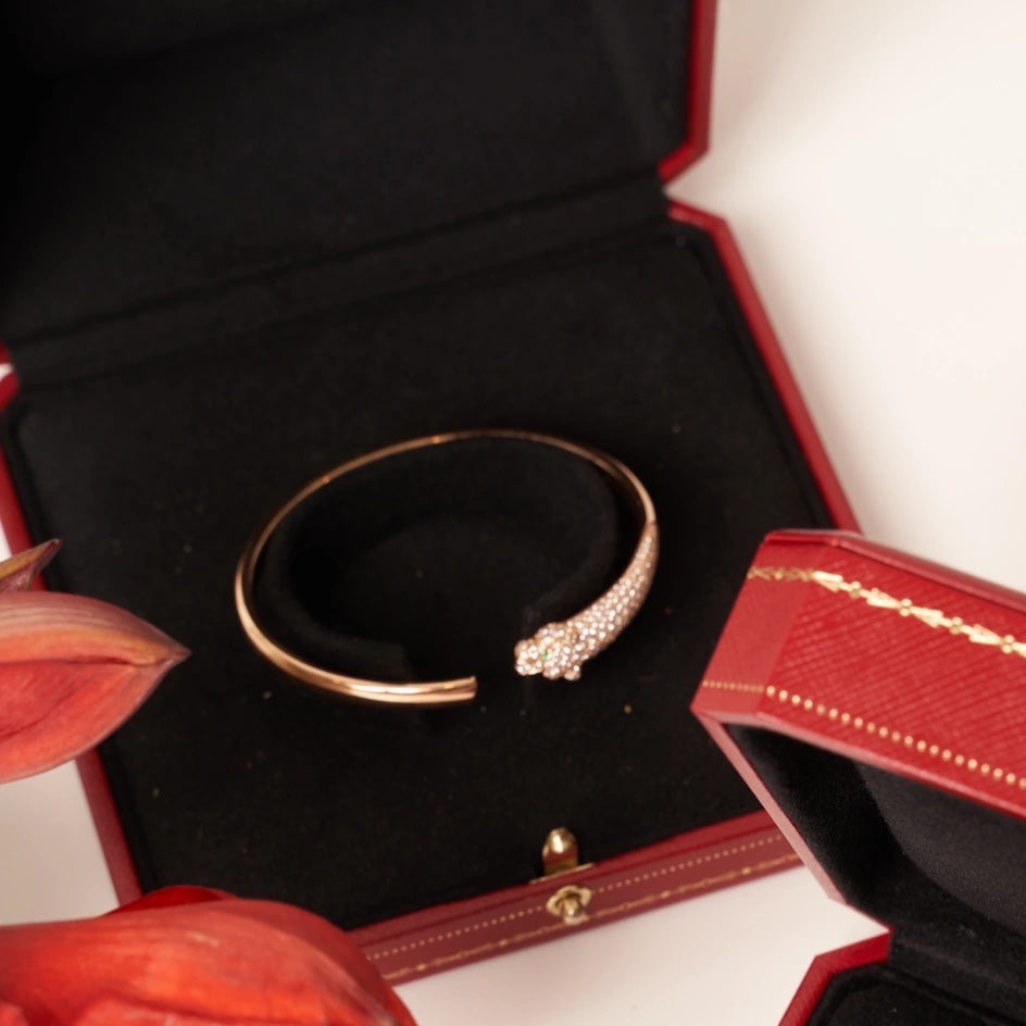 [Glitter Jewelry]PANTHERE ROSE GOLD DIAMOND OPEN BRACELET