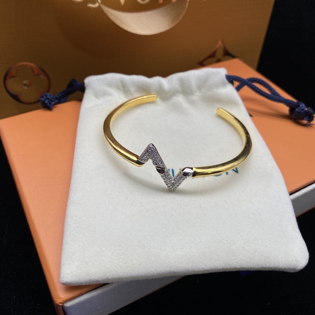 [Glitter Jewelry]VOLTE UPSITE DOWN DIAMOND GOLD OPEN BRACELET