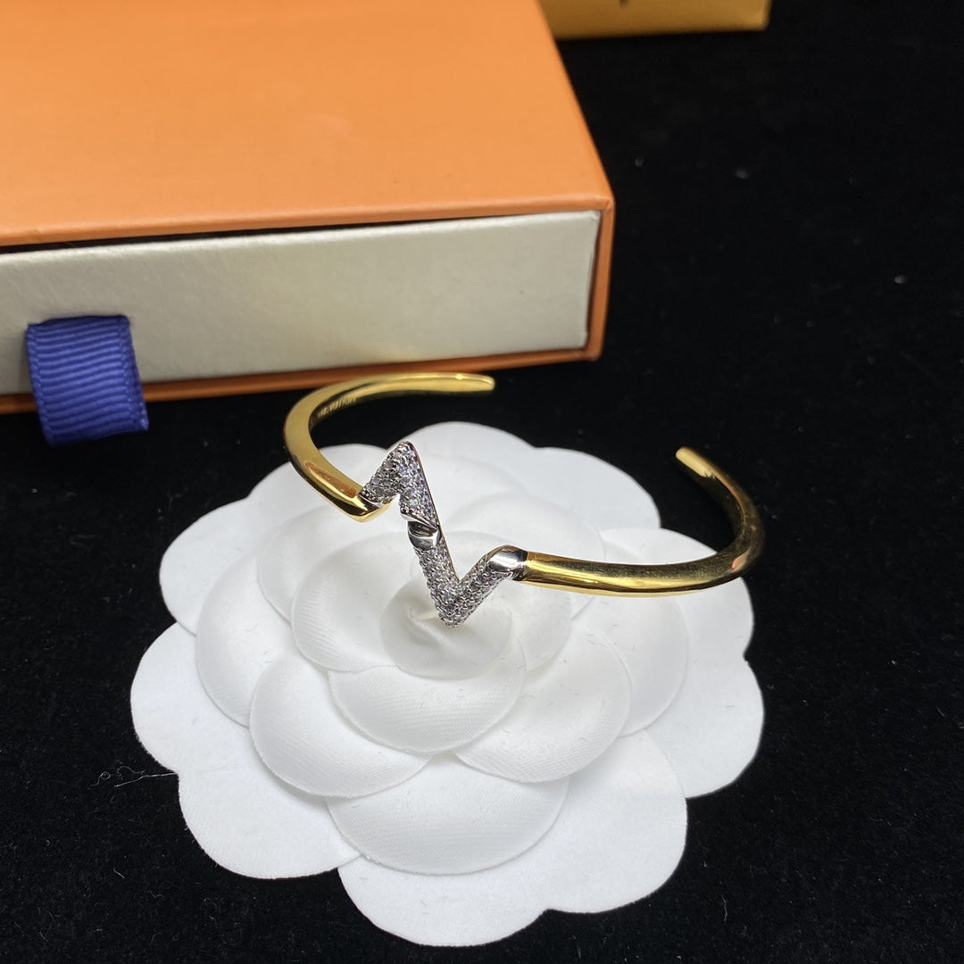 [Glitter Jewelry]VOLTE UPSITE DOWN DIAMOND GOLD OPEN BRACELET