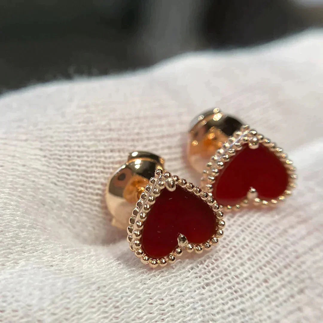 [Glitter Jewelry]HEART CARNELIAN STUD EARRINGS