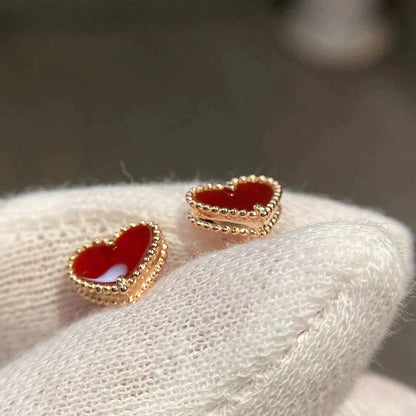 [Glitter Jewelry]HEART CARNELIAN STUD EARRINGS