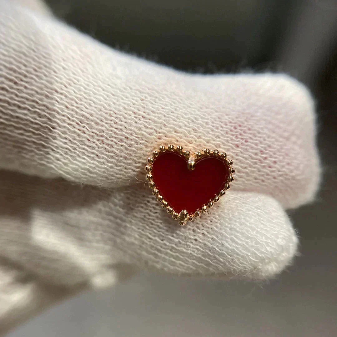 [Glitter Jewelry]HEART CARNELIAN STUD EARRINGS