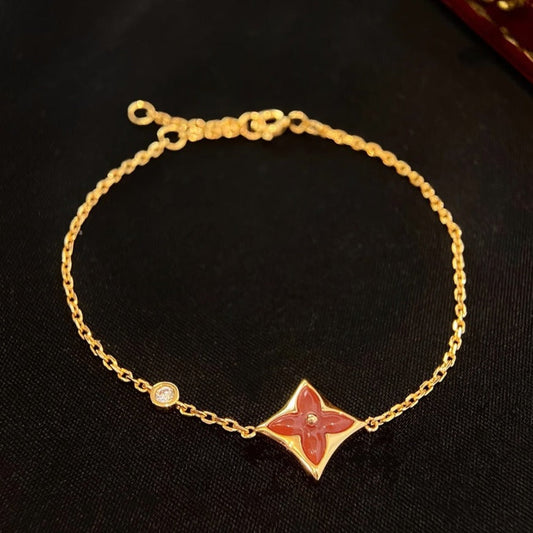 [Glitter Jewelry]COLOR STAR CARNELIAN PINK GOLD DIAMOND BRACELET