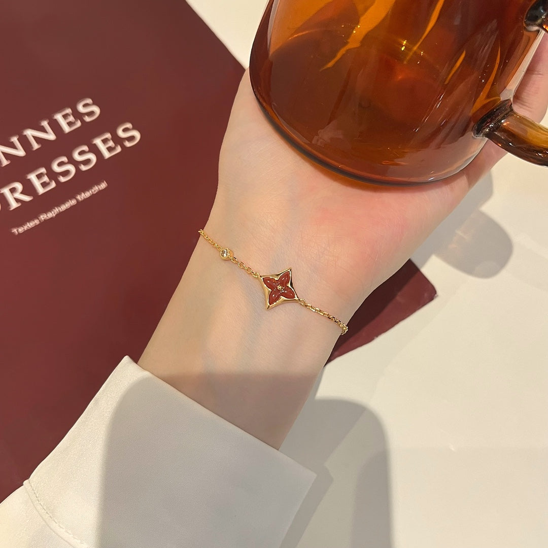 [Glitter Jewelry]COLOR STAR CARNELIAN PINK GOLD DIAMOND BRACELET