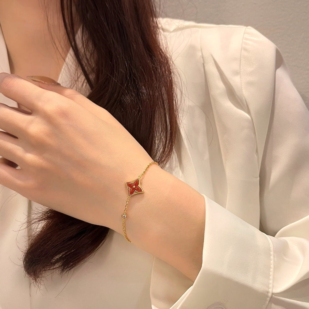 [Glitter Jewelry]COLOR STAR CARNELIAN PINK GOLD DIAMOND BRACELET