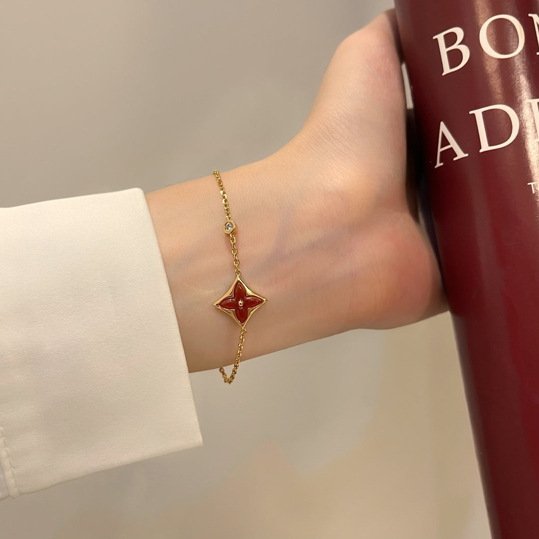 [Glitter Jewelry]COLOR STAR CARNELIAN PINK GOLD DIAMOND BRACELET