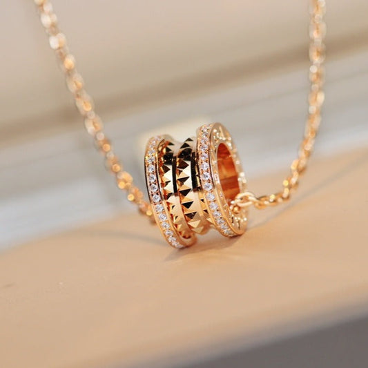 [Glitter Jewelry]ZERO 1 ROCK PEDANT PINK GOLD NECKLACE