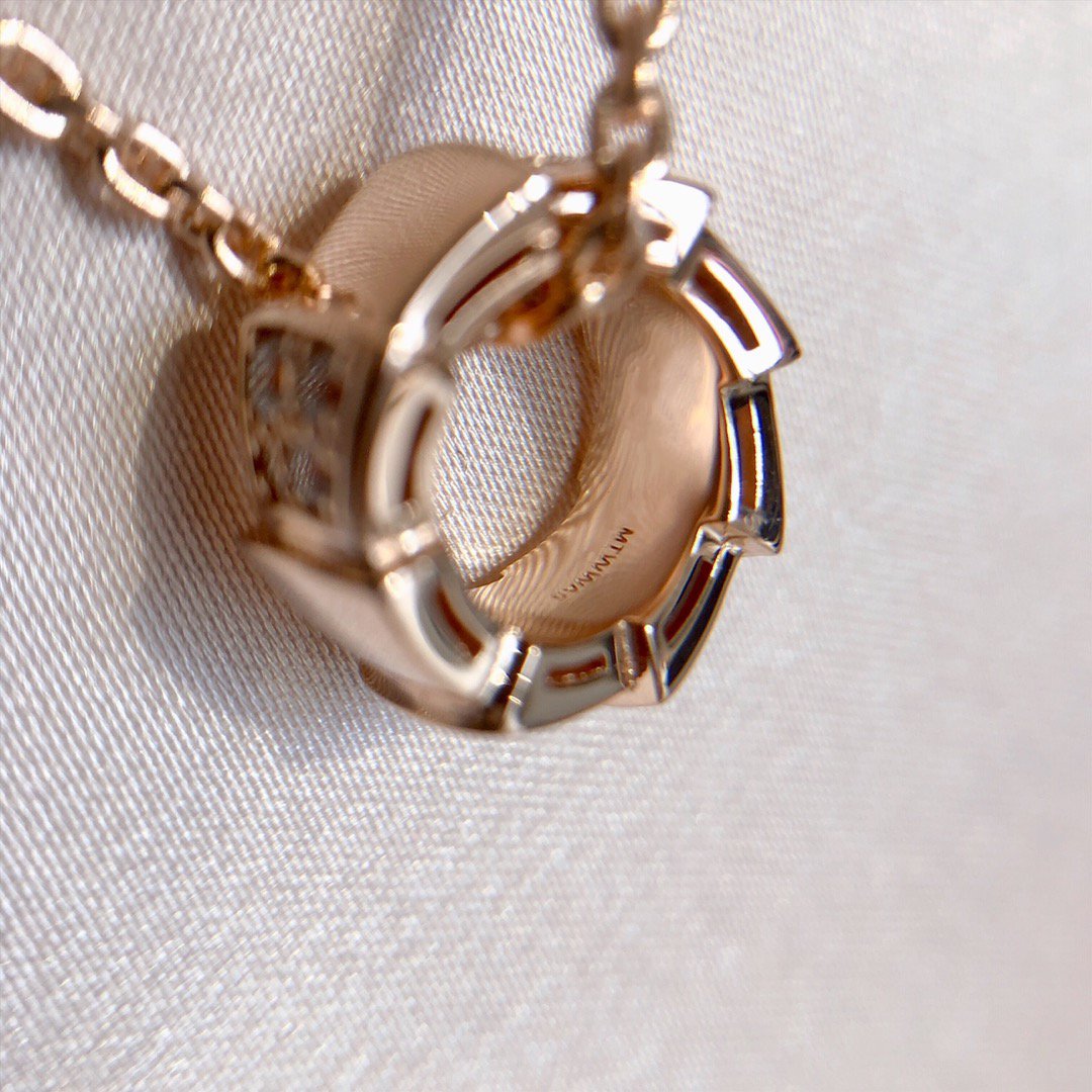 [Glitter Jewelry]SERPENTI PEDANT DIAMOND PINK GOLD NECKLACE