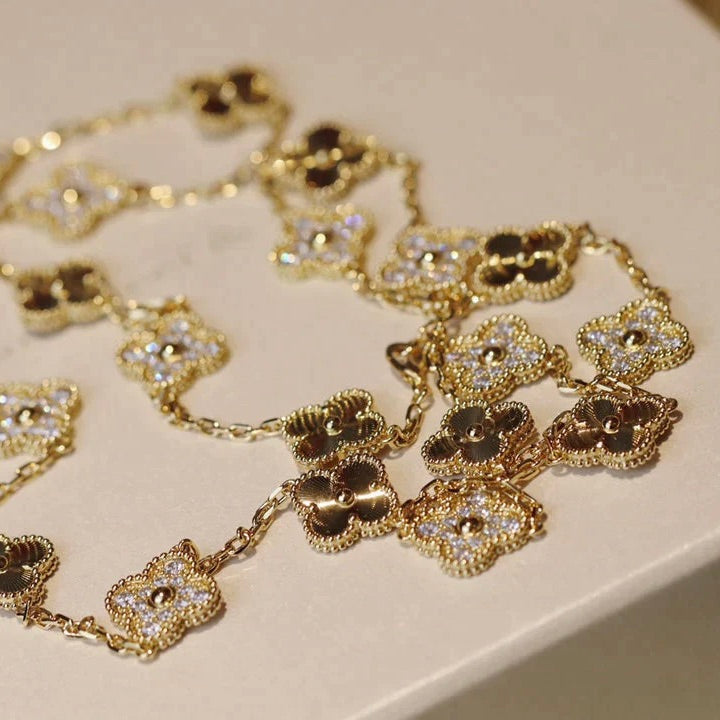 [Glitter Jewelry]CLOVER 20 MOTIFS LASER DIAMOND NECKLACE