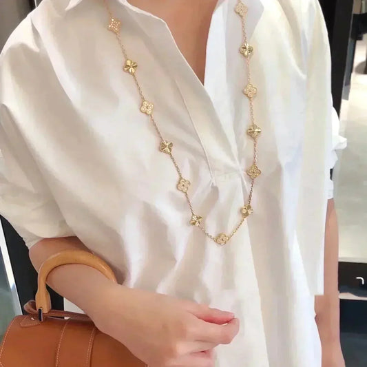[Glitter Jewelry]CLOVER 20 MOTIFS LASER DIAMOND NECKLACE