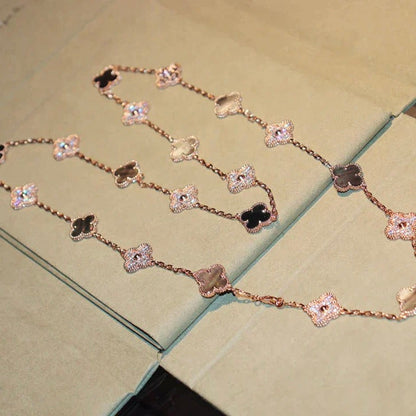 [Glitter Jewelry]CLOVER 20 MOTIFS DARK MOP DIAMOND  NECKLACE