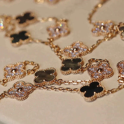 [Glitter Jewelry]CLOVER 20 MOTIFS DARK MOP DIAMOND  NECKLACE