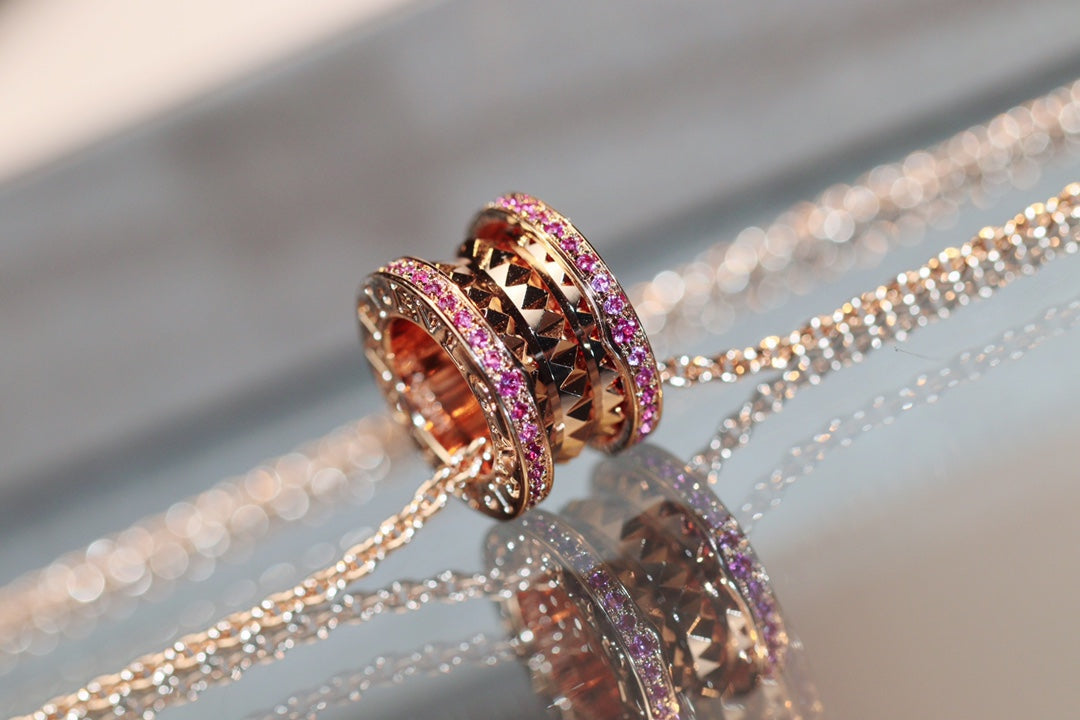 [Glitter Jewelry]ZERO 1 ROCK PINK GOLD PINK DIAMOND NECKLACE