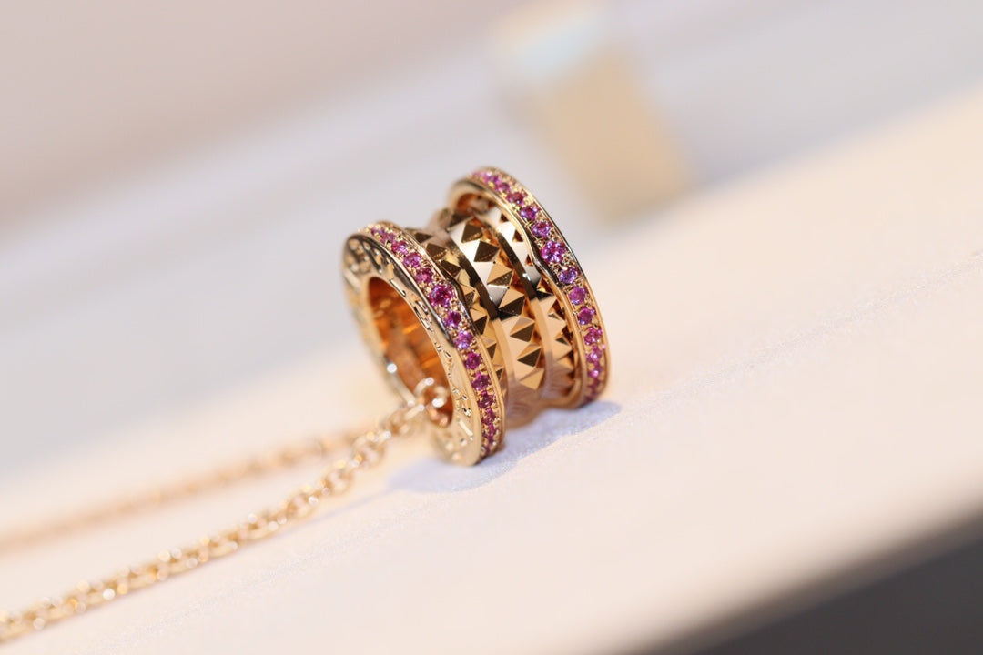 [Glitter Jewelry]ZERO 1 ROCK PINK GOLD PINK DIAMOND NECKLACE
