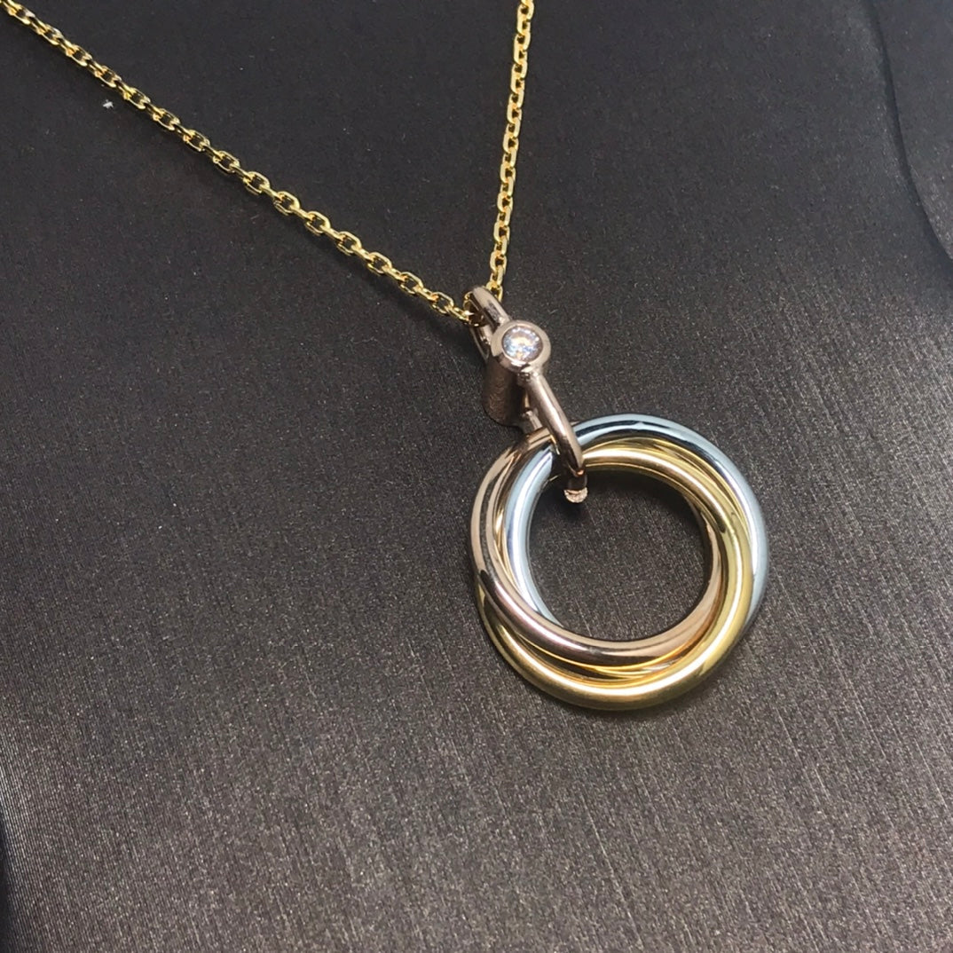 [Glitter Jewelry]TRINITY SILVER GOLD PINK GOLD NECKLACE