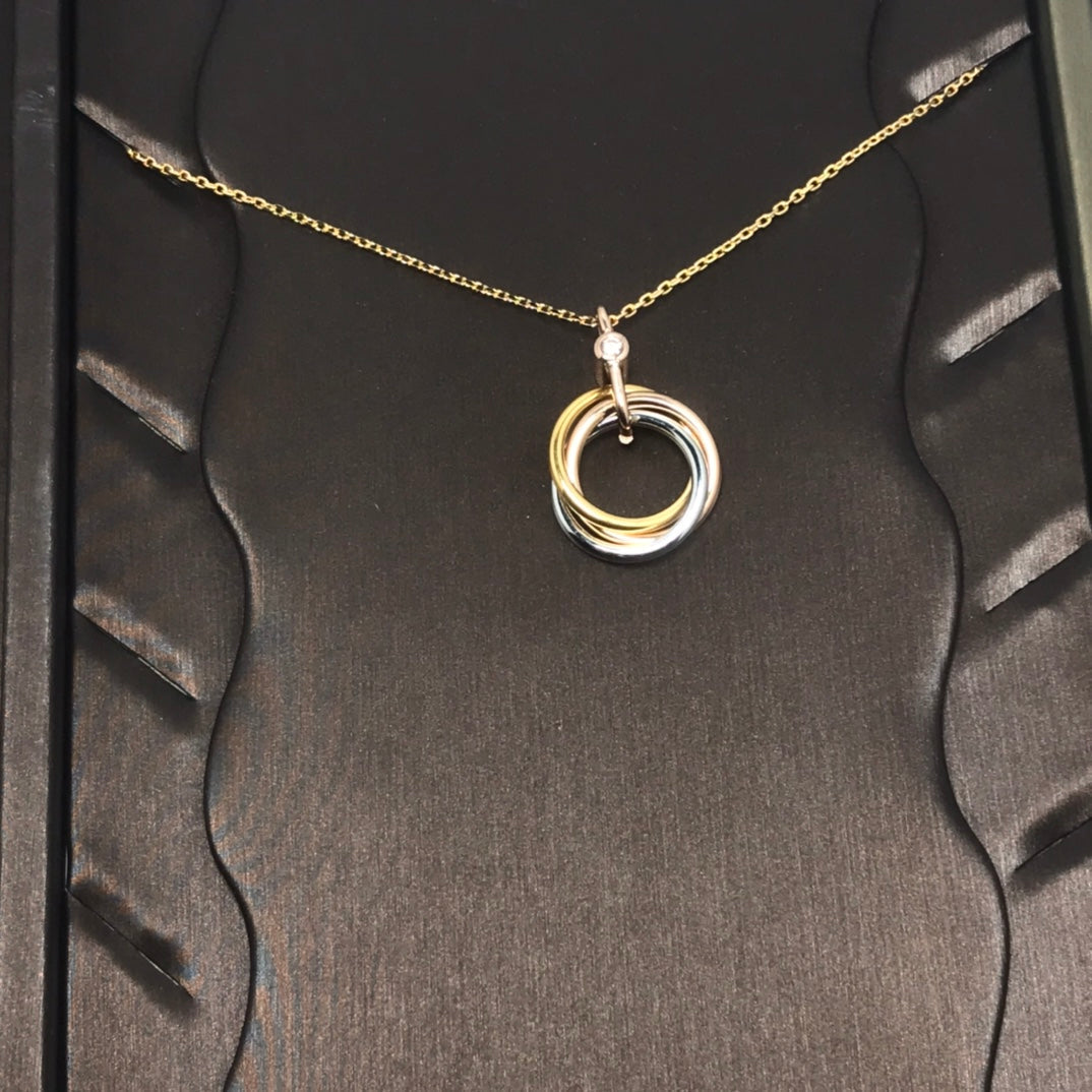 [Glitter Jewelry]TRINITY SILVER GOLD PINK GOLD NECKLACE