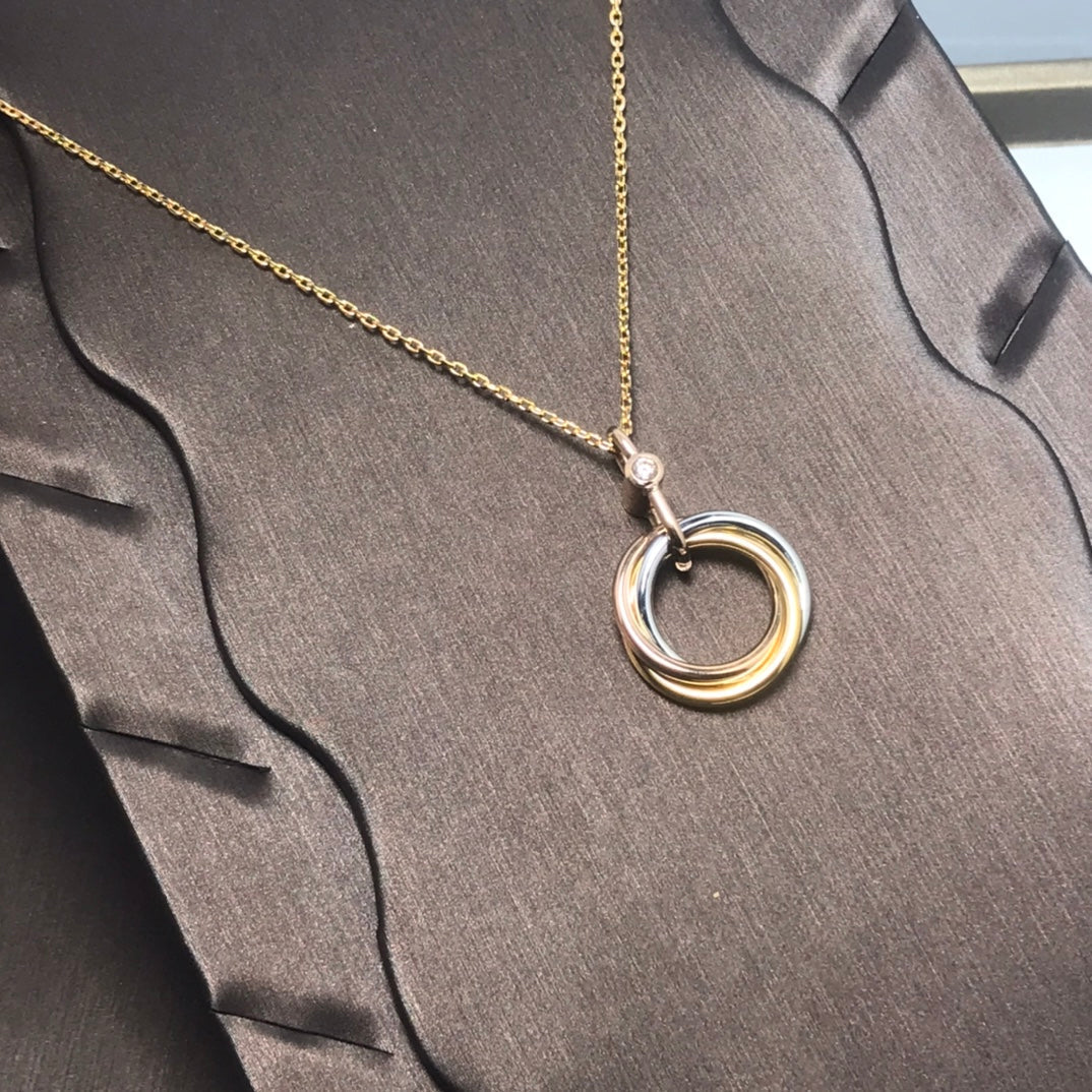 [Glitter Jewelry]TRINITY SILVER GOLD PINK GOLD NECKLACE