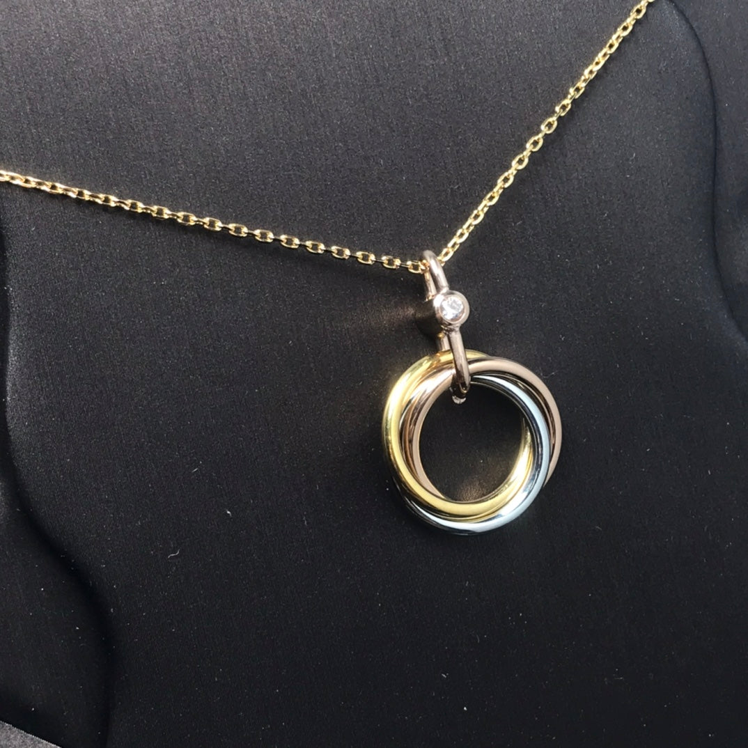 [Glitter Jewelry]TRINITY SILVER GOLD PINK GOLD NECKLACE