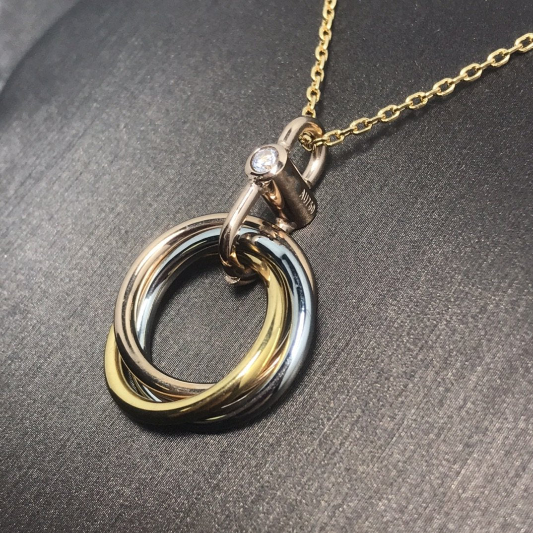 [Glitter Jewelry]TRINITY SILVER GOLD PINK GOLD NECKLACE