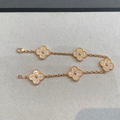 [Glitter Jewelry]CLOVER 5 MOTIFS  FULL DIAMOND BRACELET