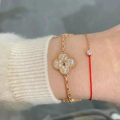 [Glitter Jewelry]CLOVER 5 MOTIFS  FULL DIAMOND BRACELET
