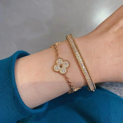 [Glitter Jewelry]CLOVER 5 MOTIFS  FULL DIAMOND BRACELET