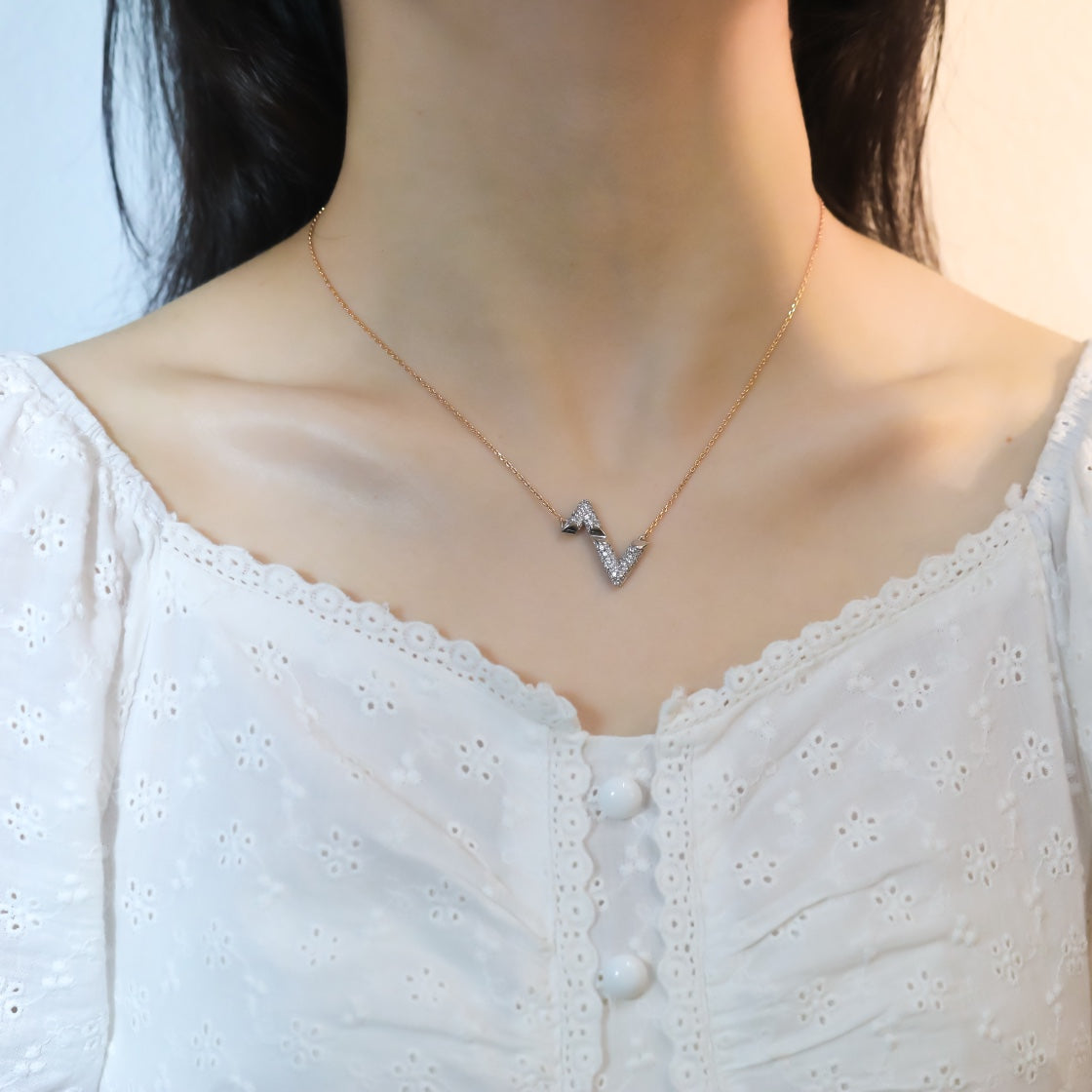 [Glitter Jewelry]VOLT SILVER DIAMOND PEDANT NECKLACE