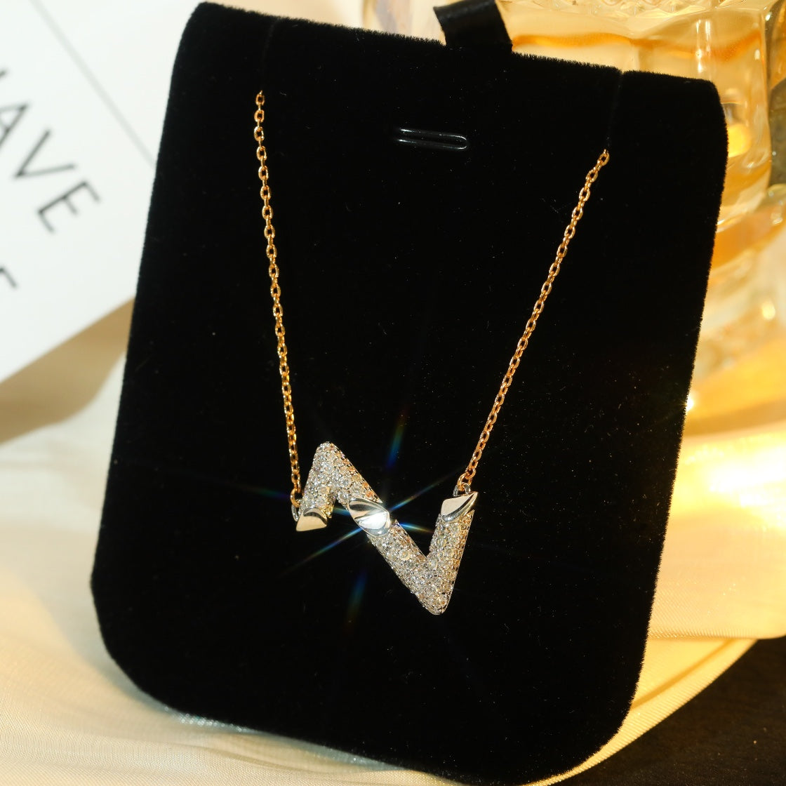 [Glitter Jewelry]VOLT SILVER DIAMOND PEDANT NECKLACE