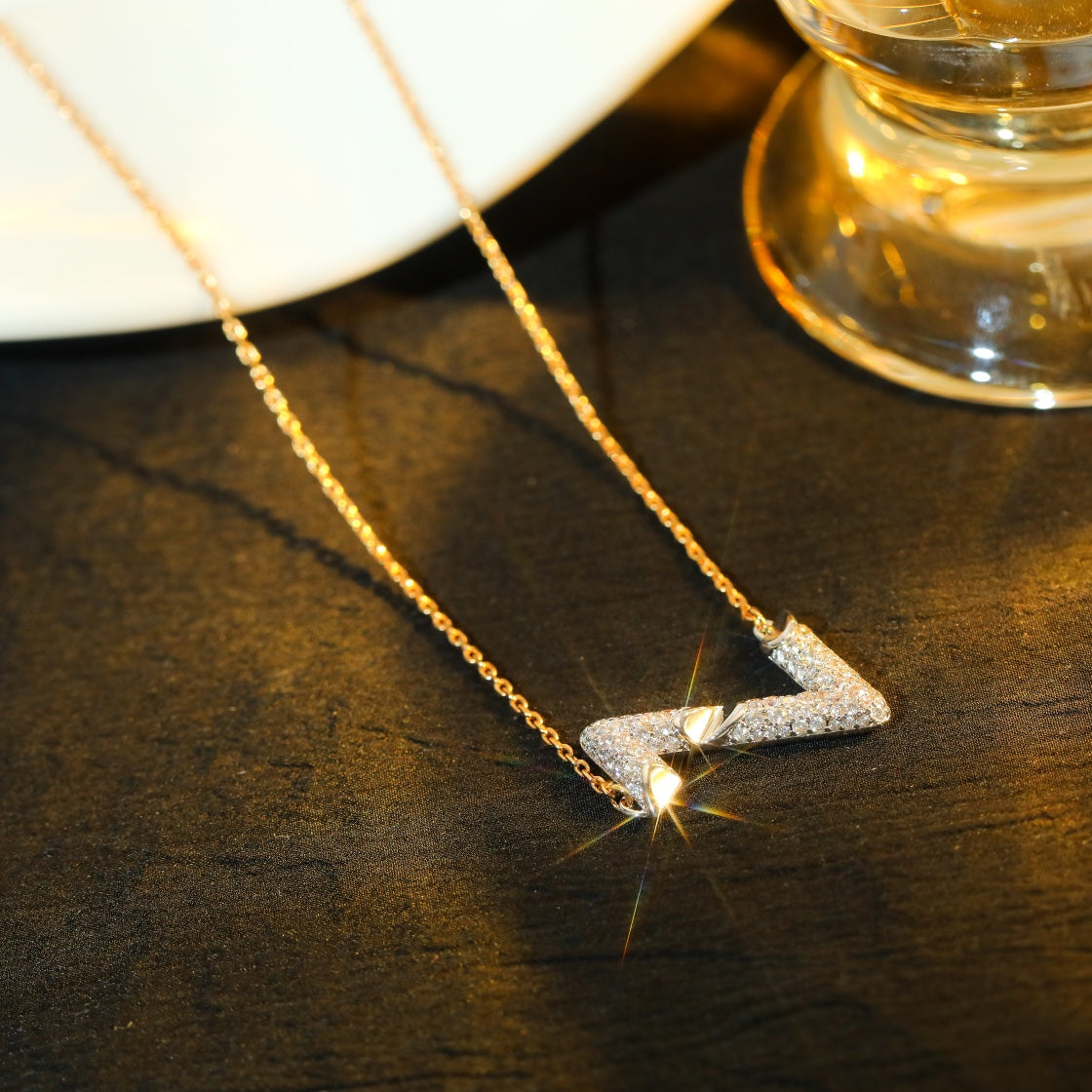 [Glitter Jewelry]VOLT SILVER DIAMOND PEDANT NECKLACE