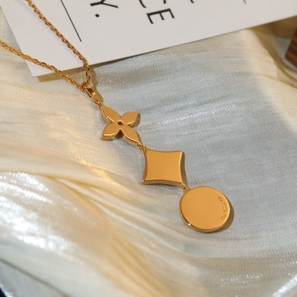 [Glitter Jewelry]STAR AND SUN DIAMOND PINK GOLD NECKLACE