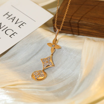 [Glitter Jewelry]STAR AND SUN DIAMOND PINK GOLD NECKLACE