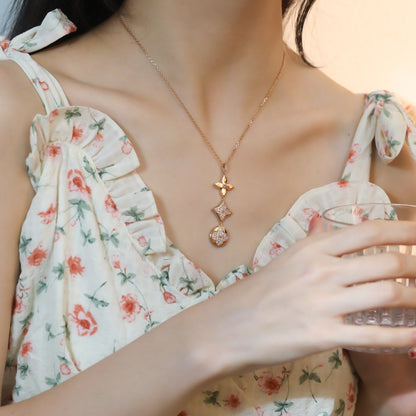 [Glitter Jewelry]STAR AND SUN DIAMOND PINK GOLD NECKLACE
