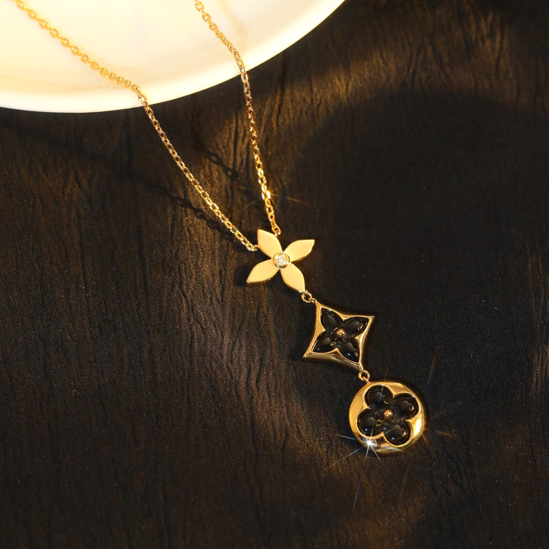 [Glitter Jewelry]STAR AND SUN ONYX PINK GOLD NECKLACE