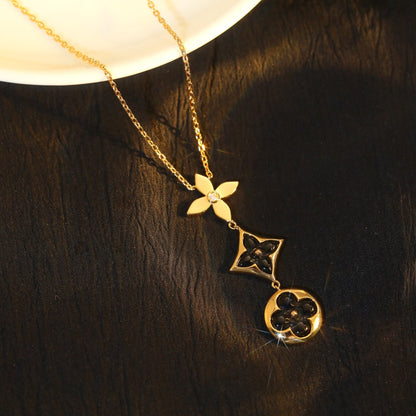 [Glitter Jewelry]STAR AND SUN ONYX PINK GOLD NECKLACE