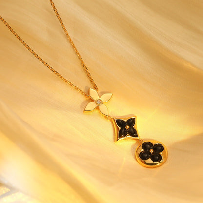 [Glitter Jewelry]STAR AND SUN ONYX PINK GOLD NECKLACE