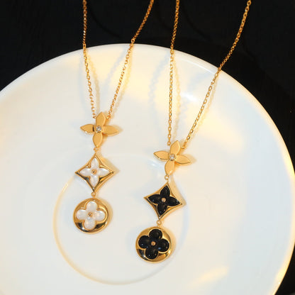 [Glitter Jewelry]STAR AND SUN ONYX PINK GOLD NECKLACE