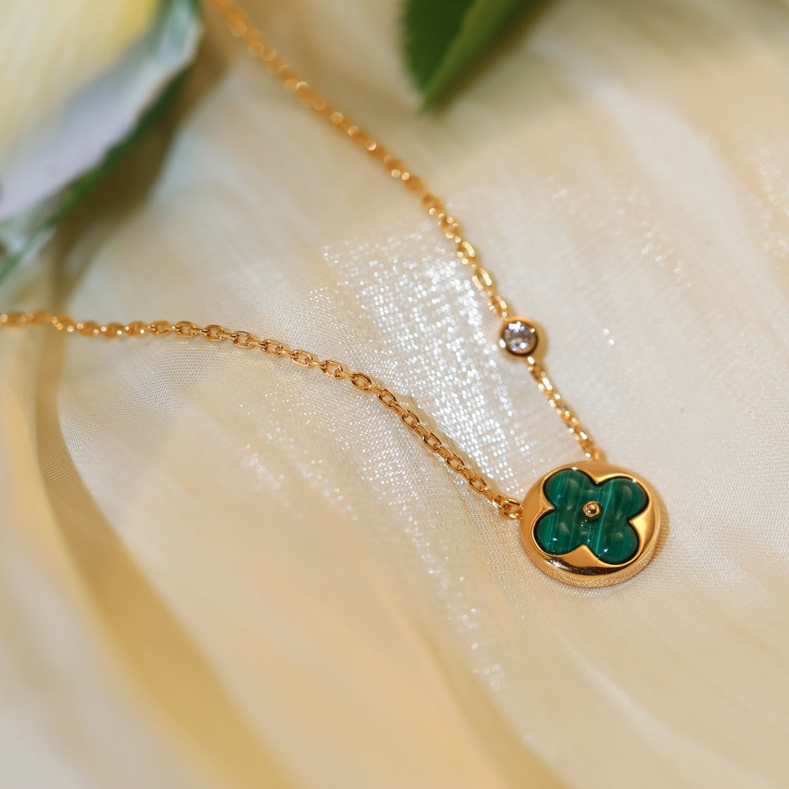 [Glitter Jewelry]SUN PEDANT PINK GOLD 1 DIAMOND NECKLACE