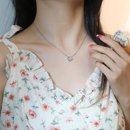 [Glitter Jewelry]SUN PEDANT PINK GOLD 1 DIAMOND NECKLACE