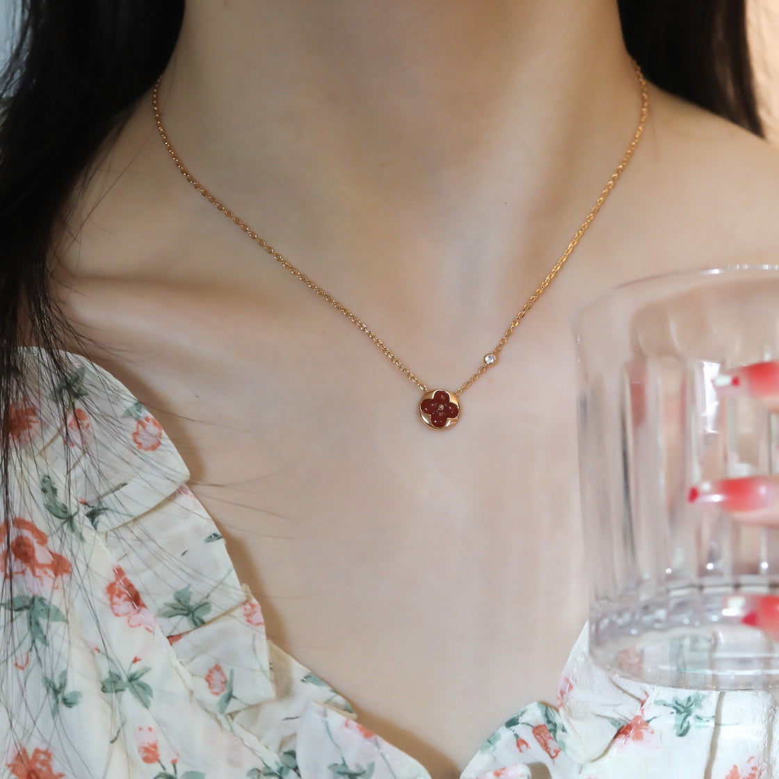 [Glitter Jewelry]SUN PEDANT PINK GOLD 1 DIAMOND NECKLACE